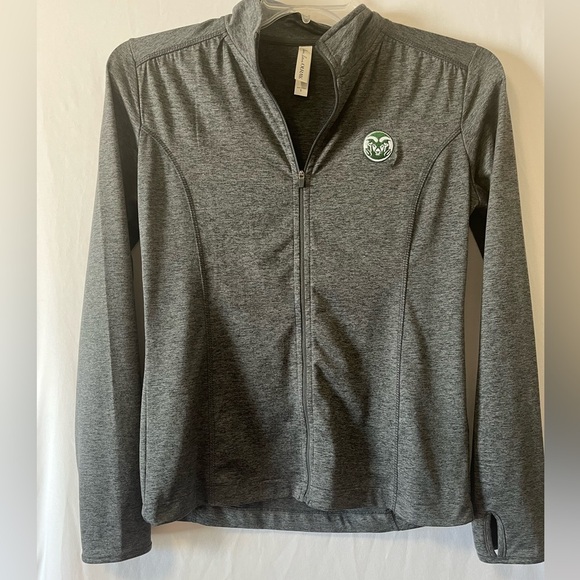CSU Rams Charcoal Gray Zippered Long Sleeve Light Jacket Size Small - Picture 1 of 7